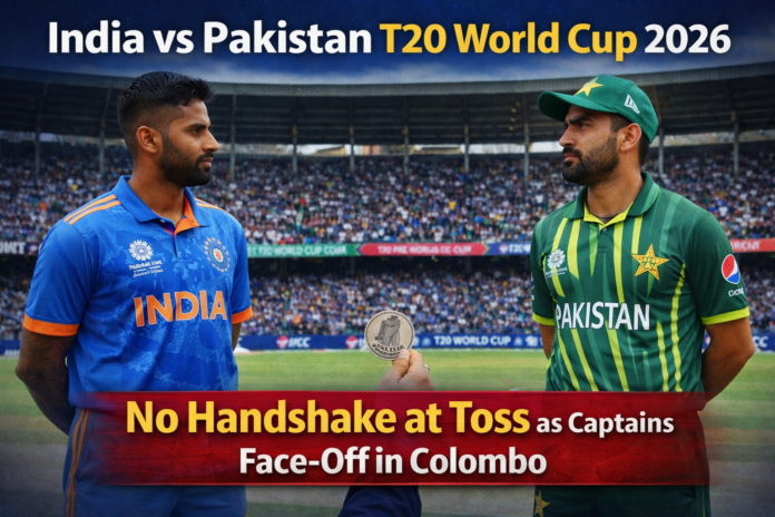 Suryakumar Yadav and Salman Ali Agha at toss during India vs Pakistan T20 World Cup 2026 in Colombo