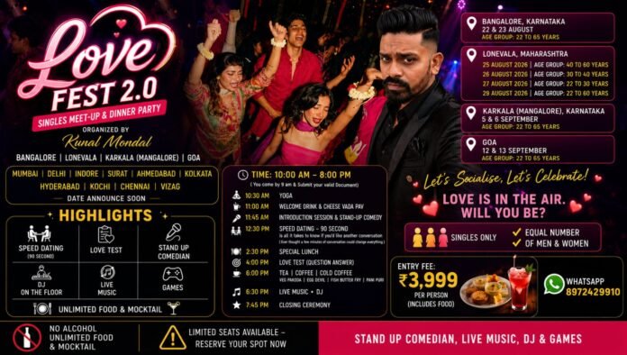 Love Fest 2.0: India’s Biggest Singles Social & Speed Dating Experience Returns